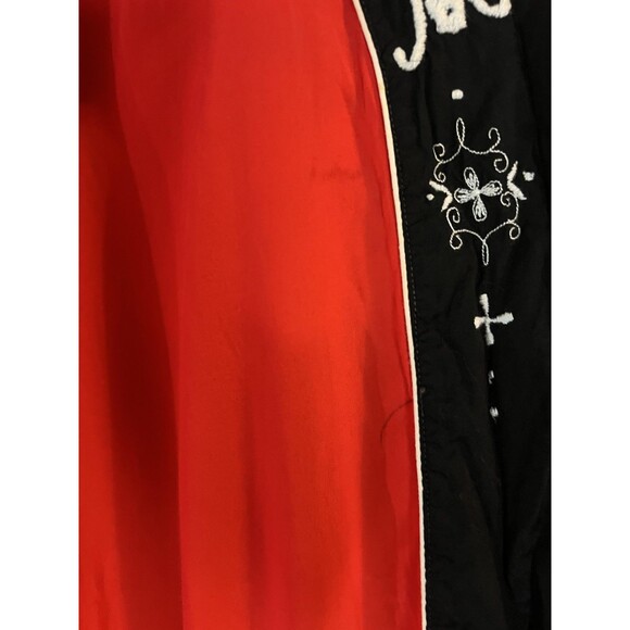 Plum Blossoms Robe Mens Large Red Kimono Belted Embroidered Contrast Trim - Picture 6 of 13